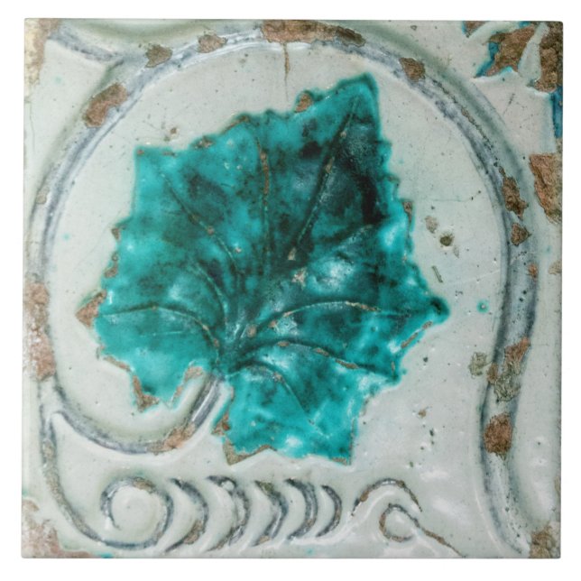 Repro Spanish Geometric Azulejos Blue Floral Tile (Front)