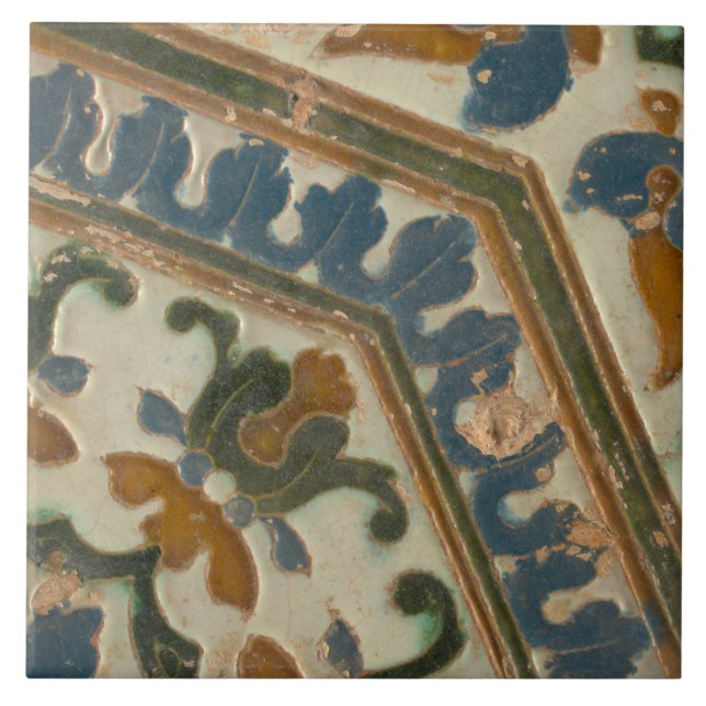 Repro Spanish Geometric Azulejos Floral Tile (Front)