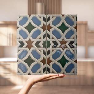 Repro Spanish Geometric Azulejos Green Blue Tile