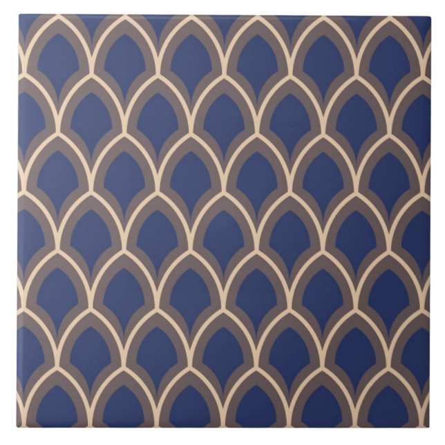 Repro Spanish Geometric Scale Azulejos Blue  Tile (Front)