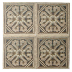 Repro Spanish Maure Floral Pattern Faux relief Til Tile