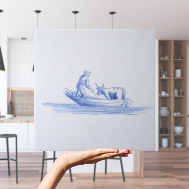 Repro Traditional Fisherman on Boat Delft Tile (Repro Traditional Fisherman on Boat Delft Tile
)