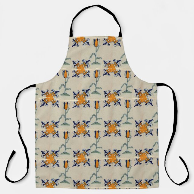 Repro Traditional Yellow Tulip Delft Tile Apron (Front)
