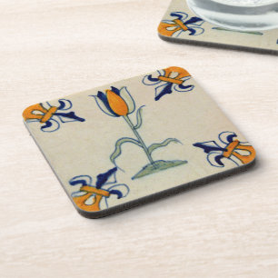 Repro Traditional Yellow Tulip Delft Tile Coaster
