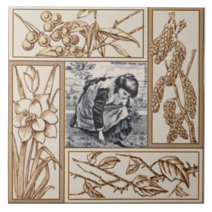 Repro VIctorian "Contrary Mary" Nursery Rhyme Tile