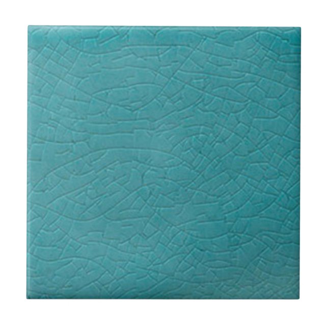 Repro Victorian Turquoise Blue Solid Crazed Tile (Front)