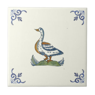 Repro Vintage Antique Handpainted Goose Tile