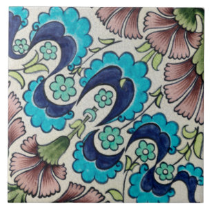 Repro Vintage Blue Maroon Floral De Morgan tiles