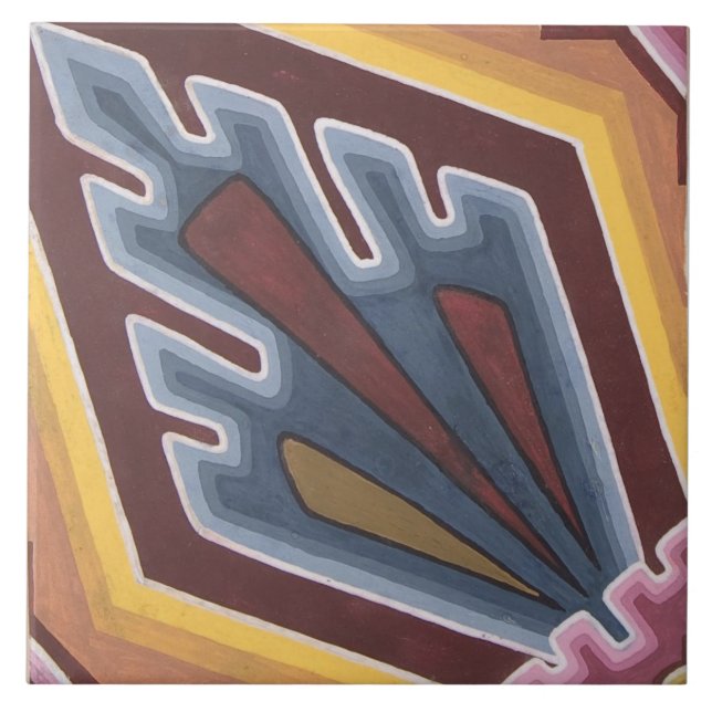 Repro Vintage Encaustic Geometric  Tile (Front)