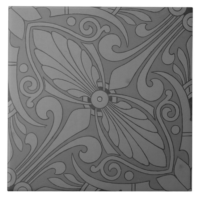 Repro Vintage Geometric Ancient Greek Gray Tile (Front)
