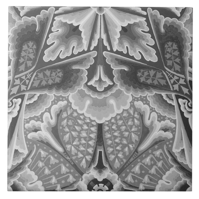 Repro Vintage Geometric Gray Floral Tile (Front)