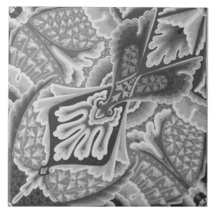 Repro Vintage Geometric Grey Floral Tile