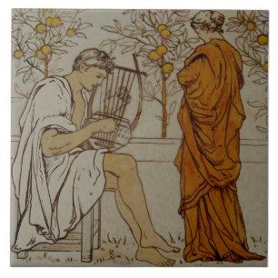 Repro Wedgwood Neoclassical Orange Grove Musicians Tile