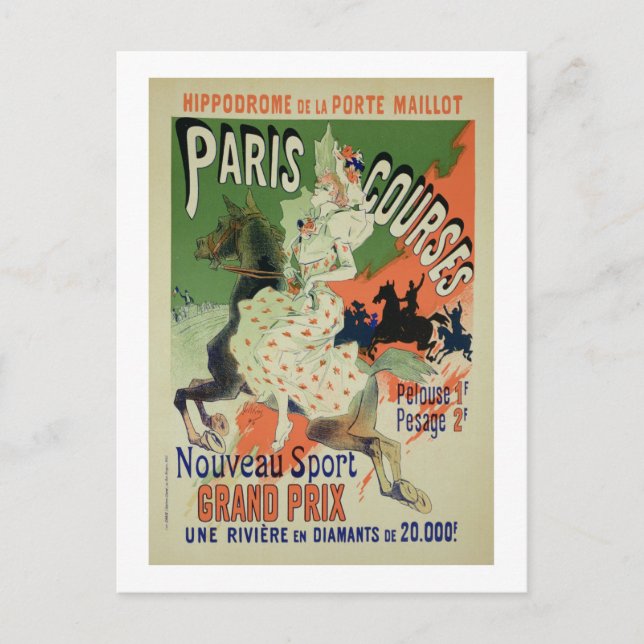 Reproduction of a poster advertising 'Paris Course Postcard (Front)