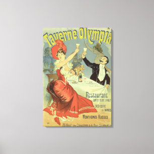 Reproduction of a poster advertising the 'Taverne Canvas Print
