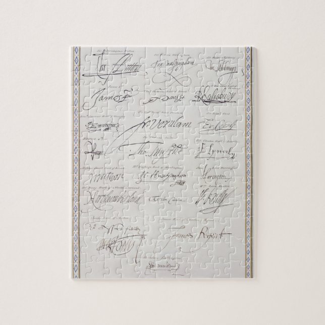 Reproduction of Signatures of the Tudors and their Jigsaw Puzzle (Vertical)