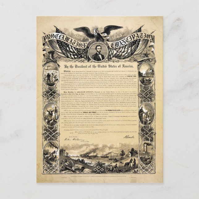 Reproduction of the Emancipation Proclamation Postcard (Front)