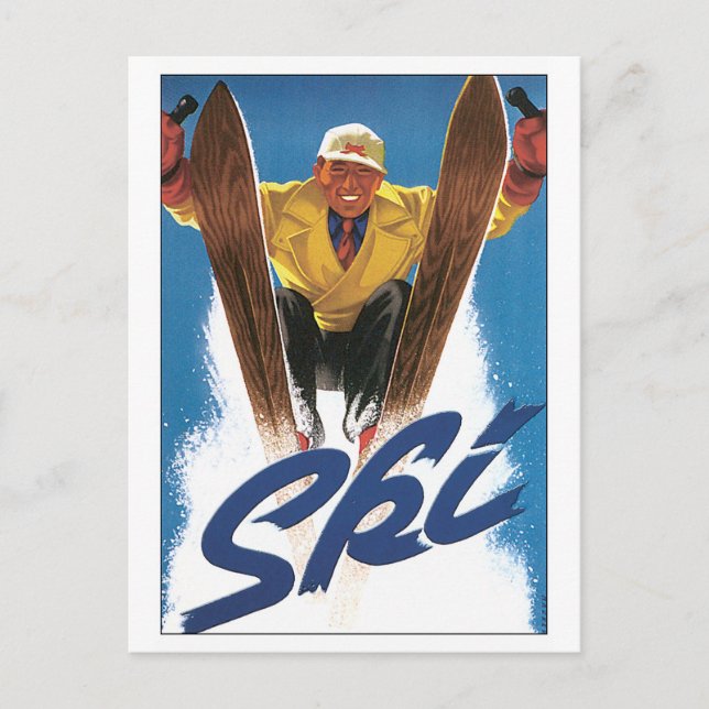 Reproduction Ski poster Postcard (Front)