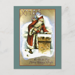 Reproduction vintage Carte de Noël du Père Noël