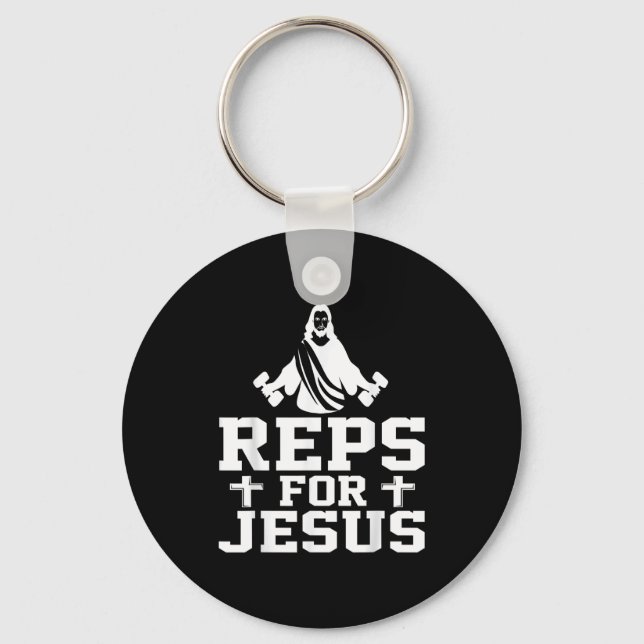Reps For Jesus Funny Christian Gym Fitness Biceps  Keychain (Front)