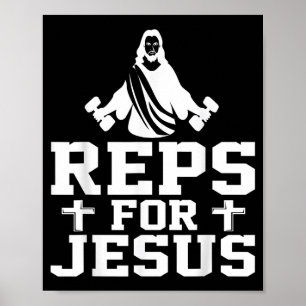 Reps For Jesus Funny Christian Gym Fitness Biceps  Poster