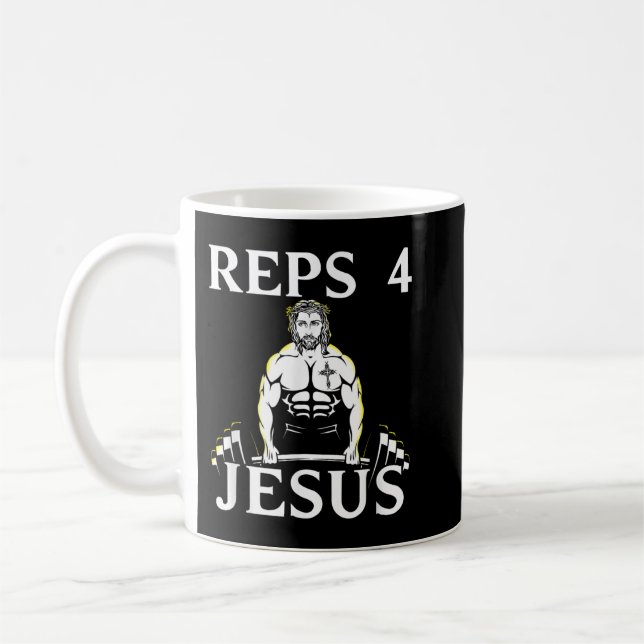 Reps For Jesus - Funny Weightlifting Tshirt for Ch Coffee Mug (Left)