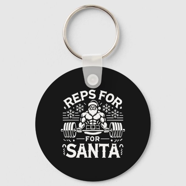 Reps For Santa – Funny Christmas Fitness Bodybuild Keychain (Front)