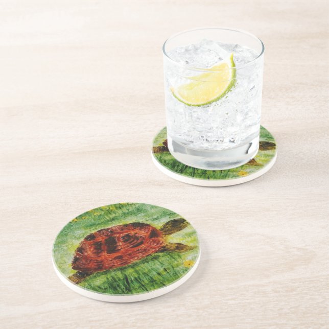 Reptile Animal Art Tortoise Coaster (Side)