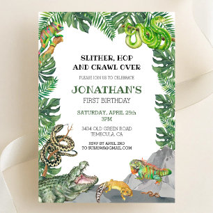 Reptile Animals Kids Birthday Invitation