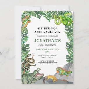 Reptile Animals Kids Birthday Invitation