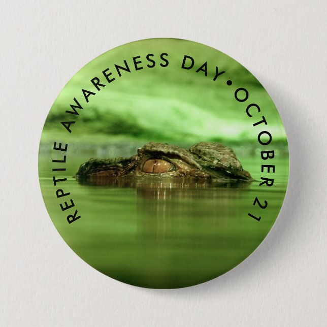 Reptile Awareness Day, crocodile 3 Inch Round Button (Front)