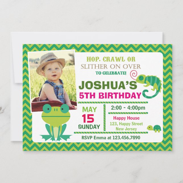 Reptile Birthday Invitation (Front)