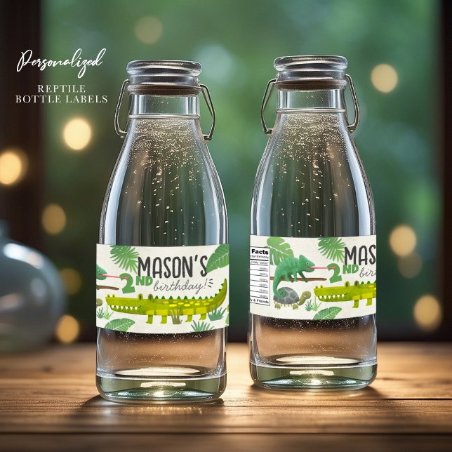 Reptile Birthday Party Bottle Labels (Creator Uploaded)