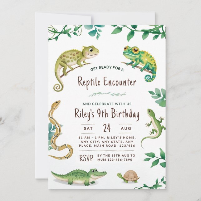 Reptile Birthday Snake Party Invite Digital Invite (Front)