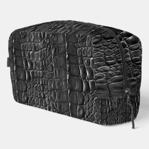Reptile Black Alligator Crocodile Scales Skin Look Dopp Kit