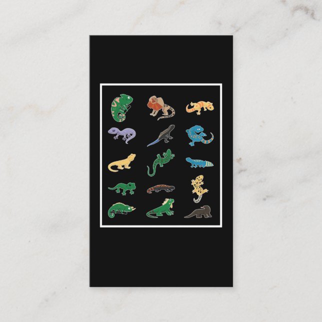 Reptile Collage Gecko Snake Lizard Business Card (Front)