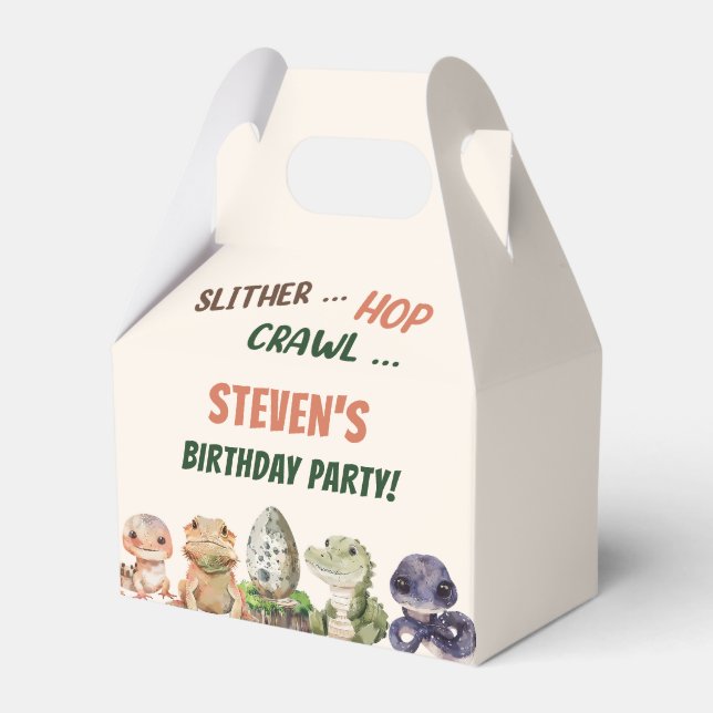 Reptile Kids Birthday Party Favor Box (Front Side)