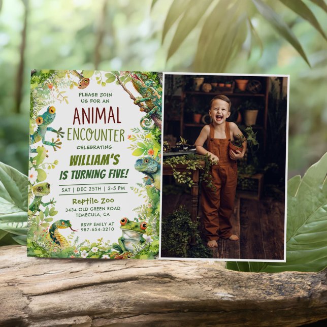 Reptile Kids Boy Birthday Party Photo Invitation (Creator Uploaded)