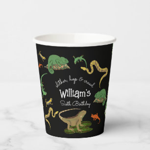 Reptile, Lizards Amphibians Kids Birthday Party Paper Cups