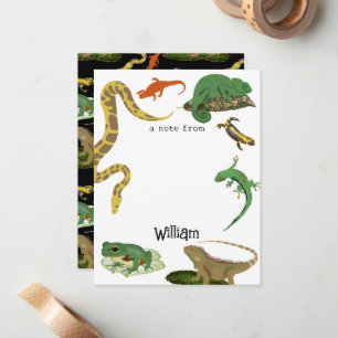 Reptile, Lizards & Amphibians Kids Name Card
