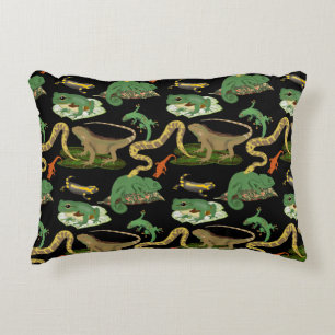 Reptile, Lizards & Amphibians Pattern Accent Pillow