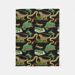 Reptile, Lizards & Amphibians Pattern Fleece Blanket