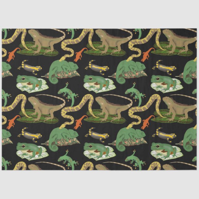 Reptile, Lizards & Amphibians Pattern Tissue Paper (Front)