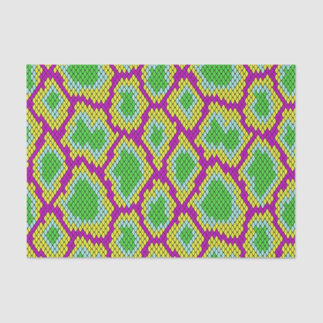 Reptile Pattern Green, Purple, Yellow Decoupage  Tissue Paper (Front)