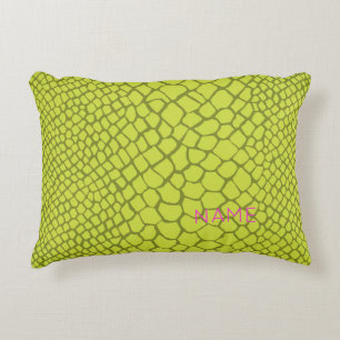 Reptile Pattern Modern Home Decor NAME Green Pink Accent Pillow