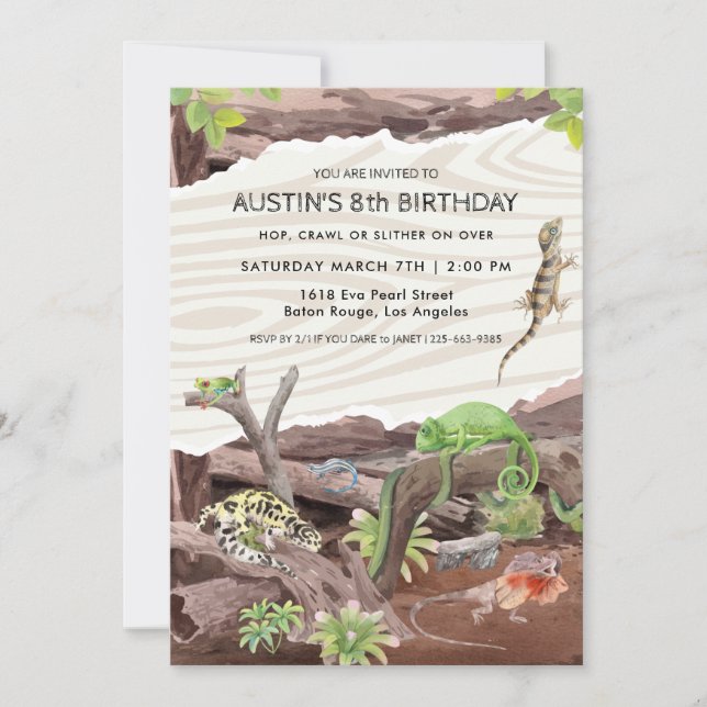 Reptile Show Anniversaire Fête Invitation (Devant)