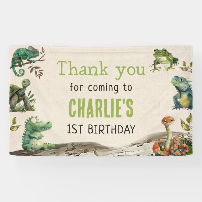 Reptile Show Birthday Party Banner (Horizontal)