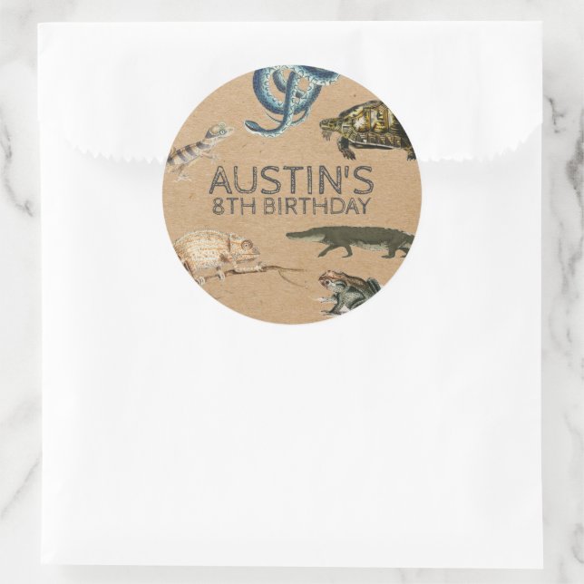 Reptile Show Birthday Party Thank You Classic Round Sticker (Bag)