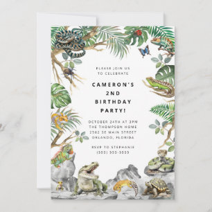 Reptile Slither Crawl Snake Turtle Birthday Invitation