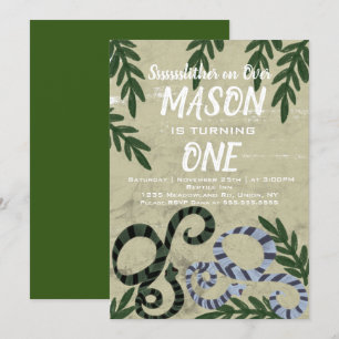 Reptile Snake Zoo Tropical Birthday Party Invitation